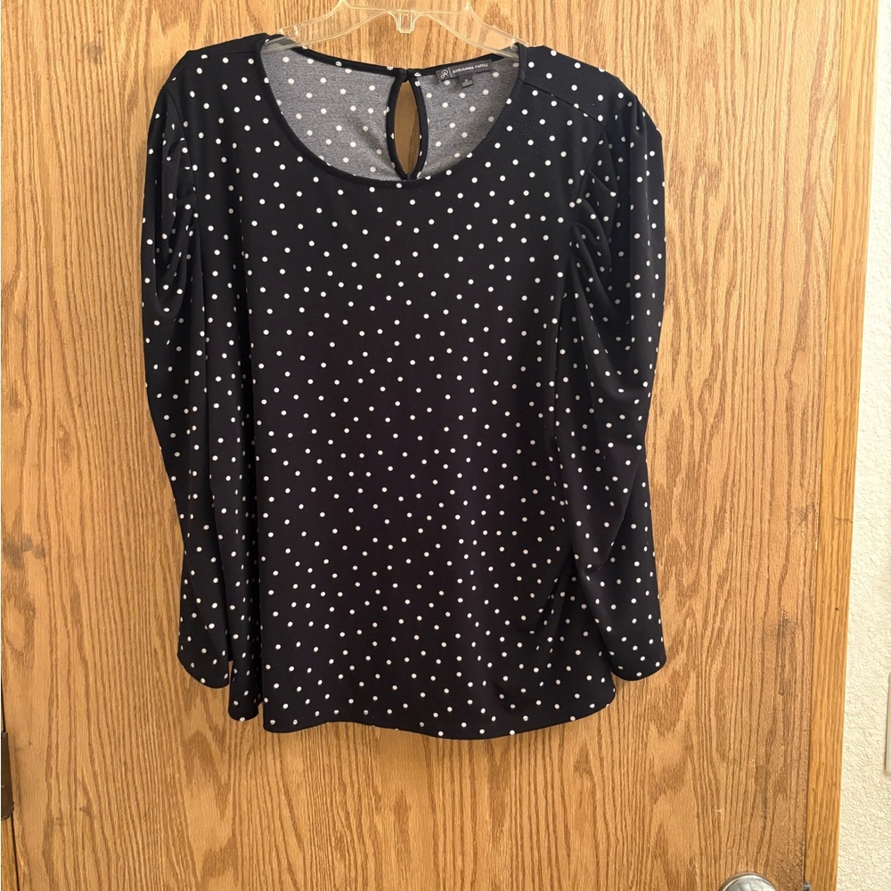 Adrianna Papell Black and White Polka Dot Blouse